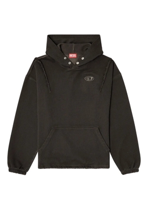 Diesel x Thug Club logo-plaque frayed-detail hoodie - Black