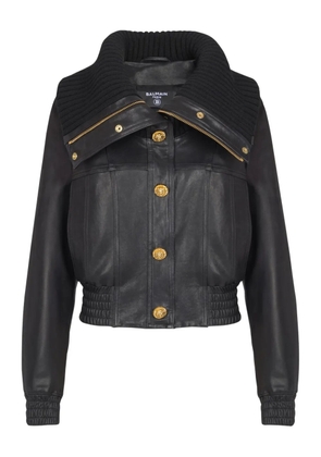 Balmain knit-collar button jacket - Black
