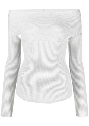 KHAITE Salma off-shoulder ribbed top - Silver