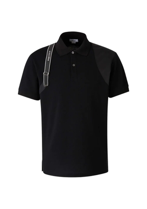 Alexander McQueen harness-detail panelled polo shirt - Black