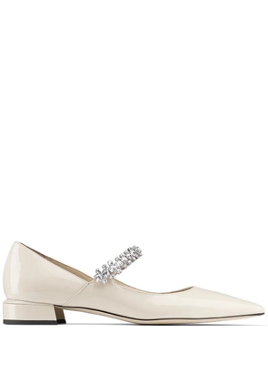 Jimmy Choo Bing crystal-strap ballerina shoes - Neutrals