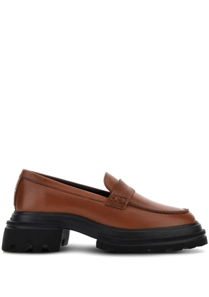 Hogan chunky leather loafers - Brown