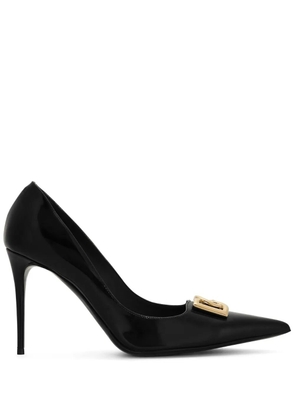 Dolce & Gabbana logo-lettering leather pumps - Black