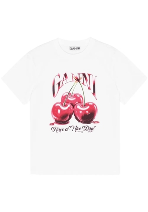 GANNI logo-print graphic t-shirt - White