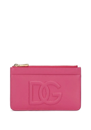 Dolce & Gabbana DG-logo embossed zip-up card holder - Pink