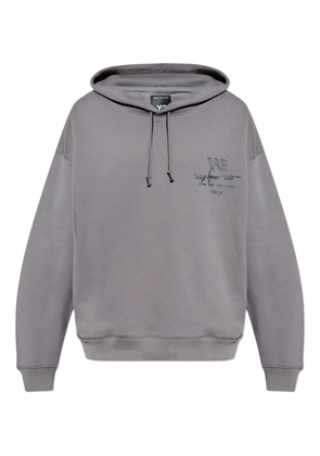 Y-3 logo-print hoodie - Grey
