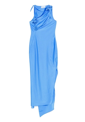 Coperni floral-appliqué asymmetric maxi dress - Blue