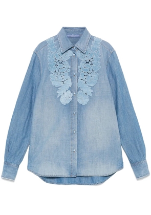 Ermanno Scervino floral-appliqué denim shirt - Blue