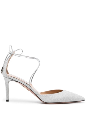 Aquazzura Cherry 75mm glittered pumps - Silver