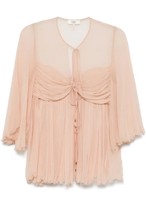 Chloé pleated silk top - Neutrals