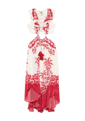 FARM Rio floral ruffled dress - Neutrals