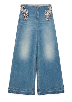 Stella McCartney crystal-embellished wide-leg jeans - Blue