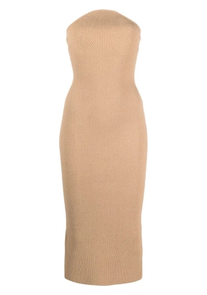KHAITE ribbed bodycon midi dress - Neutrals