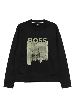 BOSS logo-print cotton sweatshirt - Black