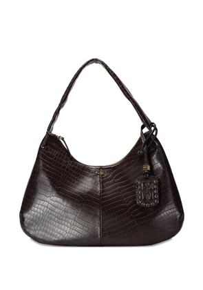 GANNI medium crocodile-embossed shoulder bag - Brown