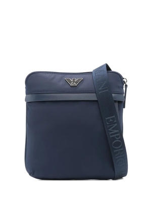 Emporio Armani logo-plaque messenger bag - Blue