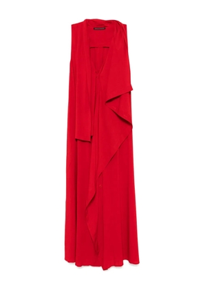 Yohji Yamamoto Ry Lawn long draped sleeveless dress - Red