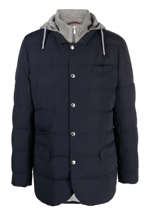 Brunello Cucinelli feather-down hooded jacket - Blue