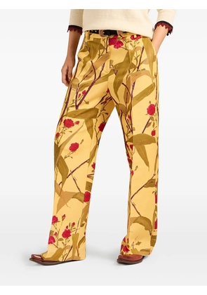 La DoubleJ Let Loose floral-print pleated trousers - Yellow