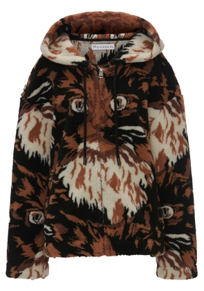 JW Anderson faux-fur hooded jacket - Brown