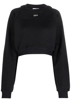 Off-White logo-print cropped cotton sweatshirt - Black
