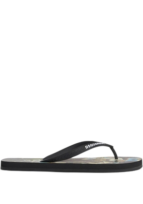 DSQUARED2 graphic-print flip flops - Black
