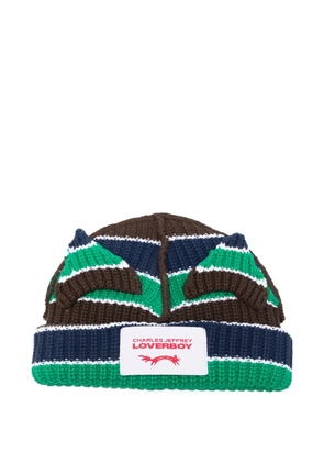 Charles Jeffrey Loverboy Chuncky Striped Ears beanie - Brown