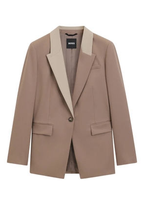 BOSS contrast-lapels wool blazer - Neutrals