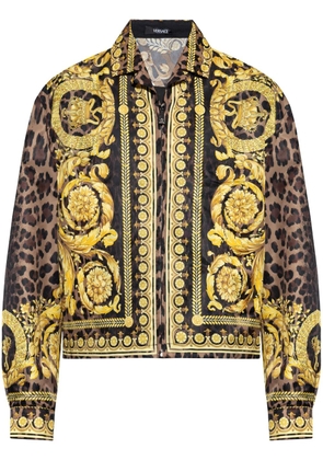 Versace Barocco-print zip-up shirt jacket - Yellow