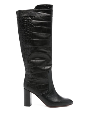 Chie Mihara 85mm crocodile-embossed knee-high boots - Black