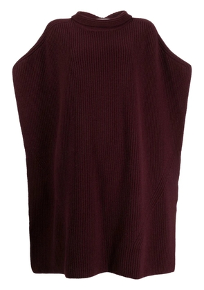 SA SU PHI scarf-embellished ribbed-knit cape - Red