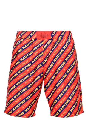 Martine Rose logo-print swim shorts - Red