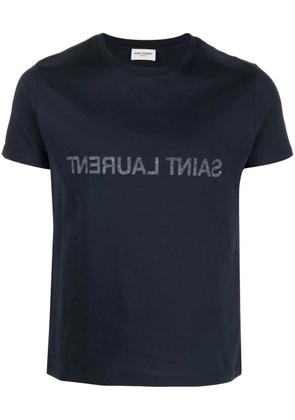 Saint Laurent Reverse logo-print cotton T-shirt - Blue