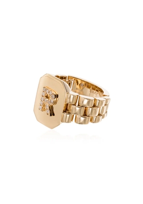 SHAY 18K yellow gold diamond initial R ring