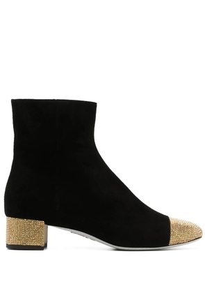 René Caovilla 40mm rhinestone-embellished suede boots - Black