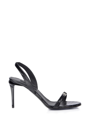 Philipp Plein croco-print hexagon-logo sandals - Black