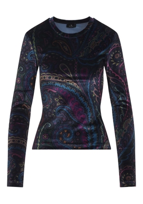 ETRO paisley-print velvet T-shirt - Black