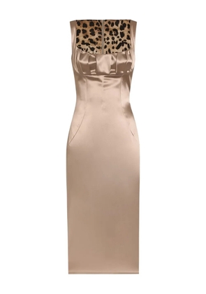 Dolce & Gabbana pleat-detail satin midi dress - Neutrals