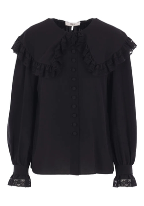 Chloé lace-trimmed ruffled top - Black