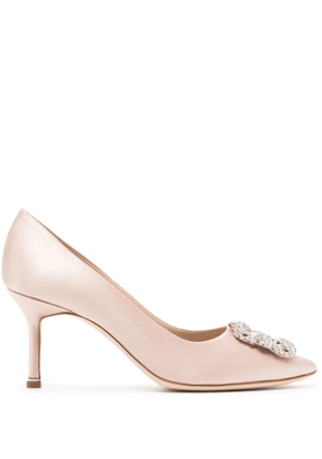 Manolo Blahnik Hangisi 70mm crystal-buckle pumps - Pink