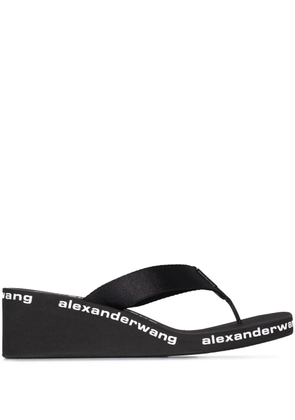 Alexander Wang logo-print wedge flip flops - Black