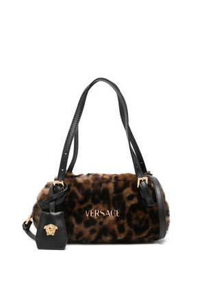Versace mini Tag leopard-print shoulder bag - Brown