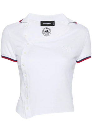 DSQUARED2 logo-patch asymmetric polo shirt - White