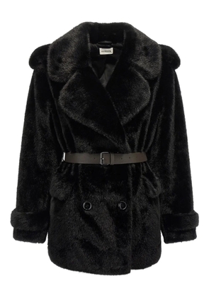 P.A.R.O.S.H. faux-fur belted coat - Black