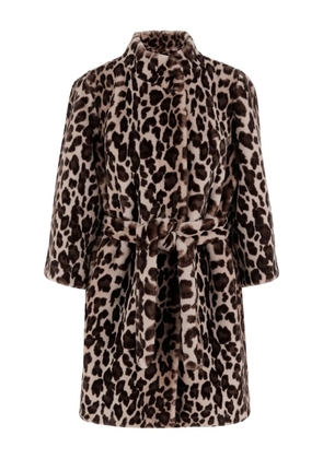 UNCOMMON animal-print belted coat - Brown
