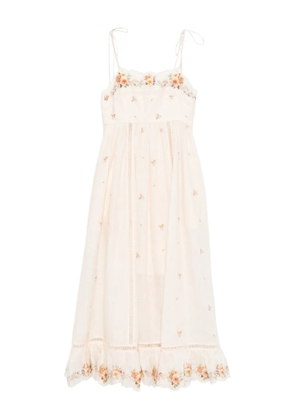 ZIMMERMANN Patience cami floral embroidered midi dress - Neutrals