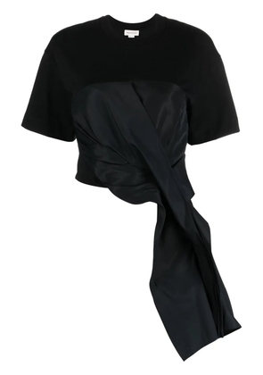 Alexander McQueen ruched-detail asymmetric T-shirt - Black