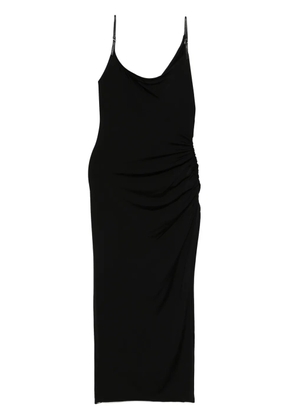 Mugler asymetrical buckled maxi dress - Black
