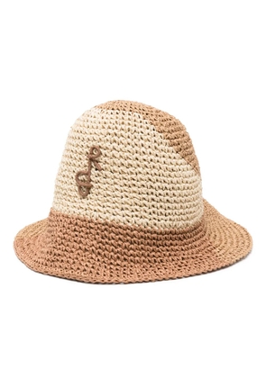 Ruslan Baginskiy monogram-appliqué straw bucket hat - Brown