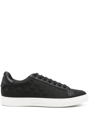 Emporio Armani lace-up eagle-logo sneakers - Black